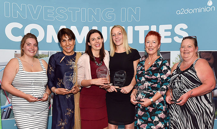 (L-R) Resident Awards winners Katie Jackson, Krishna Birdy (PACE), Emily Parkes (The Paddington Partnership), Kylie Crosby, Jane Clarke and Tina Baker.